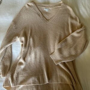 American Eagle Cozy V-Neck Sweater - Tan